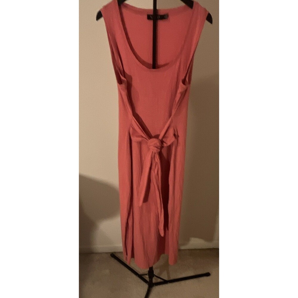 Ralph Lauren Peach Solid Knit Stretch Scoop Neck Sleeveless Midi Sheath Dress 16